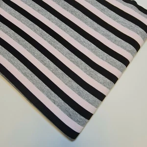 Grey Black Stripe Viscose Jersey Fabric Stretch Craft Dress Material 58" Meter - Picture 1 of 6
