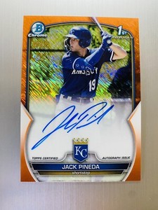 Jack Pineda 2023 Bowman Chrome 1st Orange Shimmer Auto #’d 10/25 KC Royals Rc