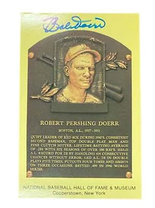 Bobby Doerr signierte HOF Plakette Postkarte JSA COA - Bild 1 von 2