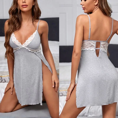 Mujeres Sexy Lencería de Encaje Prendas para dormir Prendas para dormir Ropa interior Vestido con abertura lateral Babydoll Foto 1 de 4