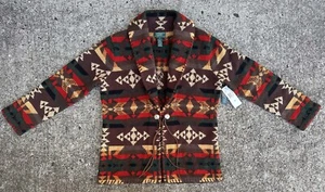 Maglione Ralph Lauren Deadstock vintage lana sud-ovest azteco pelle concho nuovo con etichette M - Foto 1 di 8