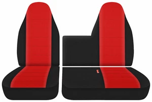 Fundas de asiento de auto camioneta 60-40 banco negro-rojo para Toyota DYNA 2005 - Imagen 1 de 6