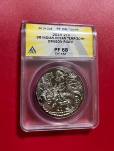 2019 SILBER 2LB BRITISH INDIAN OCEAN TERRITORY DRAGON RIDER ANACS PF 68 DCAM - Bild 1 von 2