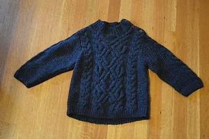 Baby Gap Charcoal Gray Cable Knit Fisherman's Sweater Boy's Size 4 Mock Neck - Picture 1 of 5