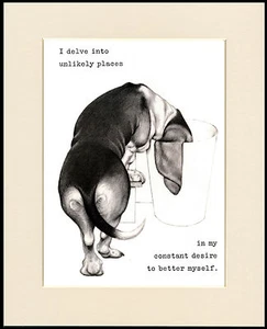 BASSET HOUND COMIC HUNDEDRUCK MONTIERT RAHMENBEREIT #2 - Bild 1 von 1