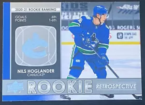 Nils Hoglander 2020-21 Upper Deck Rookie Retrospective #RR-9 Vancouver Canucks - Picture 1 of 2