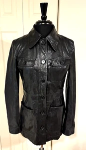 ZARA Kunstleder Blazer Jacke schwarz, Einknopf Gr. M Taschen 70er Jahre Look - Bild 1 von 15