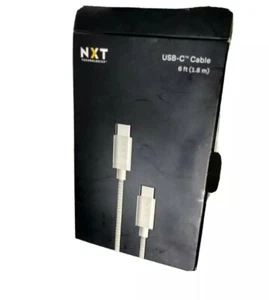 ⚡ USB-C Cable NXT Technologies Technologies 6 Ft. Braided White Wire NX54698 ©️ - Picture 1 of 5