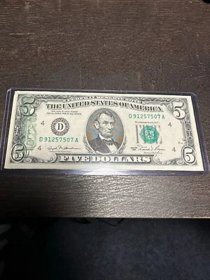 1981 $5 Federal Reserve Note Cleveland Ink Transfer Error - Image 1 of 4