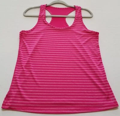 Camiseta sin mangas Danskin Activewear para mujer grande rosa a rayas sin mangas espalda deportiva gimnasio Foto 1 de 4