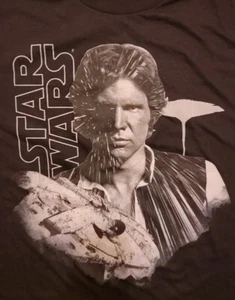 VTG HAN SOLO T-SHIRT Black Star Wars Harrison Ford ADULT unisex 2x Cotton - Picture 1 of 3