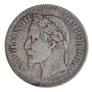 2 Francs Napoléon III - Tête Laurée argent 1866 Strasbourg  (BB) P16009