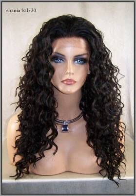 Peluca frontal de encaje en capas ondas apretadas 1b30 negra resaltar calor seguro largo rizado Sha Foto 1 de 4