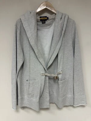 Ralph Lauren Rugby Mujer Sudadera con Capucha Gris Jaspeado Bolsillos Palanca Botón Algodón L Foto 1 de 4