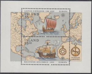ICELAND # 751 MNH HOJA DE RECUERDO EUROPA 1992 500a ANN DESCUBRIMIENTO DE AMÉRICA - Imagen 1 de 1
