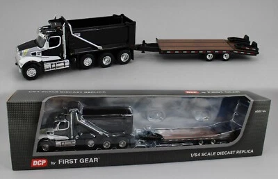 DCP 1:64 *BLACK* Western Star 49x Dump Truck w/Beavertail Tag Trailer *NIB* - Image 1 of 4