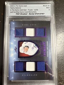 2023 In The Game Used Teemu Selanne Gear Purple TCC Graded Mint 9