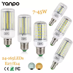 E27 E14 LED Corn Bulb 5730 SMD 24-165LEDs 7-45W Indoor Spot Light Lamp 110V 220V - Picture 1 of 21