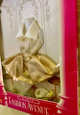 Barbie Clothes: Fashion Avenue  GOLD PARTY DRESS 1996 #15802 NRFB - Image 1 of 4