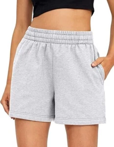 NWT AUTOMET Womens Gray Sweat Shorts High Waisted Athletic Shorts Lounge Large - Picture 1 of 7
