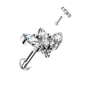 Piercing Labret Monroe en Titane - Oxyde de Zirconium - 3 Marquises - Picture 1 of 4