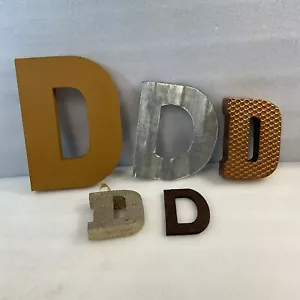 Lot of 5 Decorative Letter D Signs - Wood Metal Glitter Light-Up Decor - Picture 1 of 24