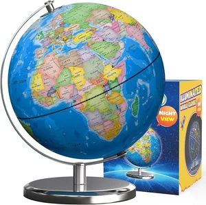 Illuminated World Globe with Stand, 9" Earth Globes Stable Heavy Blue - Picture 1 of 7
