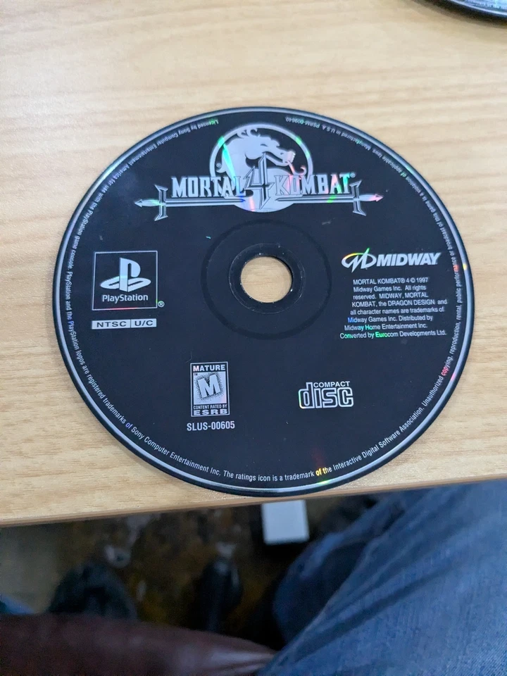 O1 Mortal Kombat 4 Sony PlayStation 1, 1998 PS1 Rare Black Disc Only Polished - Image 1 of 1