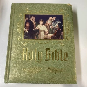 Vintage Original 1964 CATHOLIC HEIRLOOM HOLY BIBLE LARGE Family Bible Red Letter - Foto 1 di 15