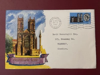GB QEII 1966 Westminster Abbey Illustrated FDC MANCHESTER POSTMARK - Image 1 of 2
