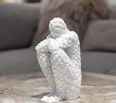 Escultura de cabeza de pensador de mosaico abstracto - Busto de resina blanca | Decoración del hogar u oficina Foto 1 de 4