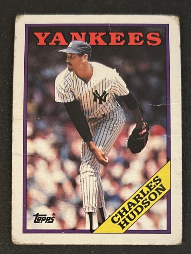 1988 Topps Charles Hudson Baseball Card #636 Yankees Pitcher Poor Many Creases - Image 1 of 2