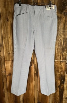 Новый с Ярлыками Мужские винтажные синий/белый клетчатый Haggar брюки полиэстер без железа брюки - Изображение 1 из 4