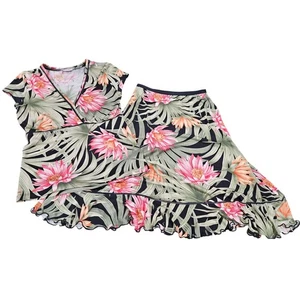 Vintage Tommy Bahama Silk 2 piece Women's Floral Shirt Top Ruffle Set Size XS - Picture 1 of 10