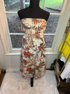 Mossimo Supply Co White and Orange Floral Print Strapless Maxi Dress Size XXL - Picture 1 of 7