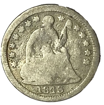 1843 H10c Seated Liberty Silver Half Dime Philadelphia 5c - Image 1 of 3