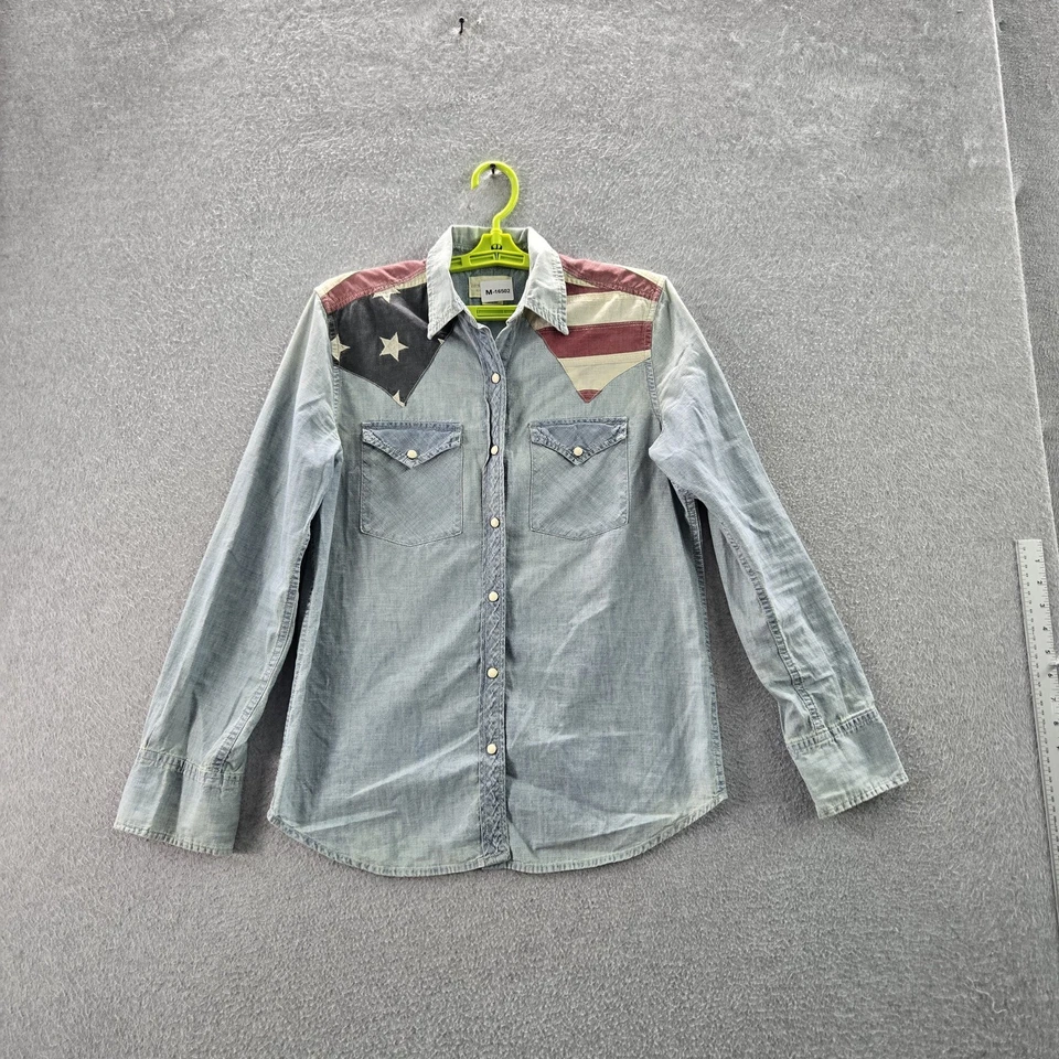 Denim & Supply Ralph Lauren Women Button Up Shirt M Blue Denim American Rodeo - Image 1 of 4