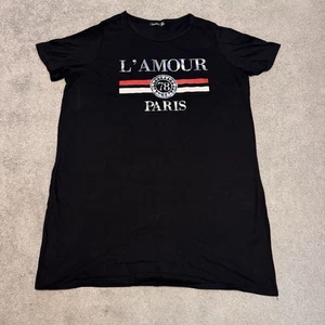 Boohoo Women’s T-shirt Dress Size 20 L’amour 78 Paris Print - Picture 1 of 3