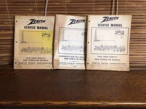 Zenith service manuals Lot of 3 high fidelity and stereo FM 1960 to 1963 1964 - Picture 1 of 12