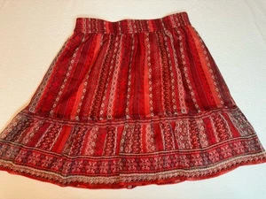 "Minifalda boho roja LOFT talla S cintura elástica forrada estampado floral longitud 19""" - Imagen 1 de 4