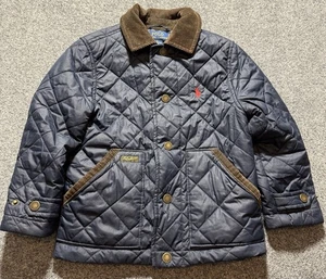 Polo Ralph Lauren Toddler Barn Jacket Blue Sz 4 4T Quilted Puffer Corduroy - Picture 1 of 9