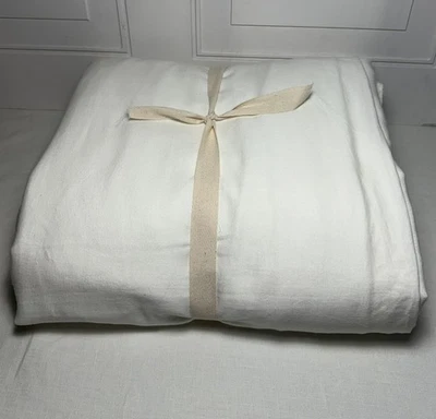 Brida doble de lino belga Pottery Barn ~ King/Cal ~ blanco Foto 1 de 4