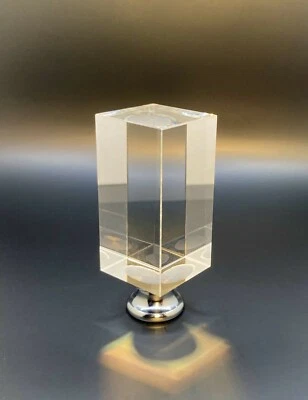LITE ACCENTS Lamp Finial-RECTANGLE CUBE-Optic Crystal with Chrome Base