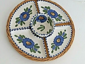 Chenall Manises Spanish Hand Painted 6Pc Yellow Blue Green Floral Ceramic Trays - Picture 1 of 11