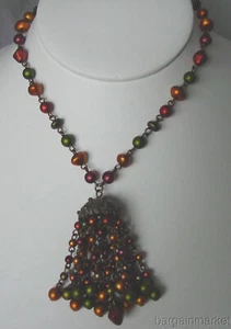 Vintage Style Beaded Earth Tone Necklace Earrings - Bild 1 von 3