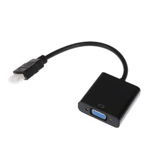 Black HDMI to VGA adapter cable Projector monitor HD converter cable^AO
