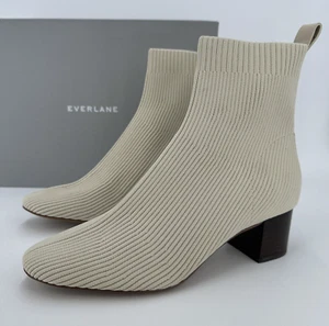 Everlane The Glove Boot in Bone size 6 Women's Stretch Rib Knit Ankle Bootie - Picture 1 of 8