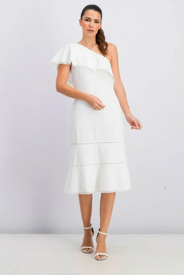 Lauren Ralph Lauren Womens Janicia White Crochet-trim Sheath Dress 6 BHFO 3507