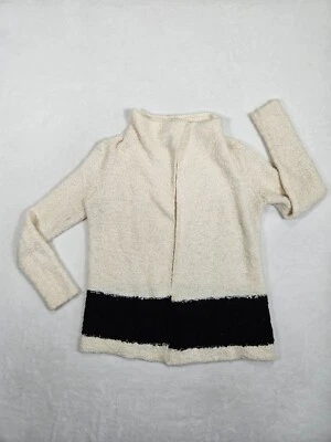 LRL Ralph Lauren Cardigan Women's Small White Black Wool Blend Knit Open Casual - Image 1 of 4