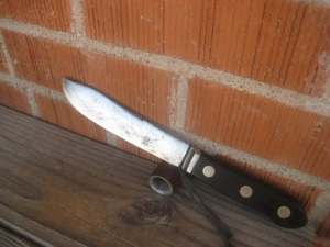 Cuchillo de carnicero de carbono estilo reforzado hoja 6" vintage años 40 EE. UU. - Imagen 1 de 9